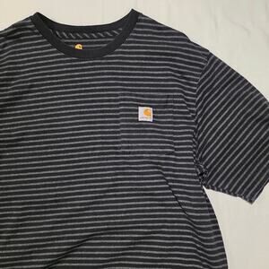 XL Tall Carhartt Original Fit Striped Black & Gray T-Shirt Short Sleeve